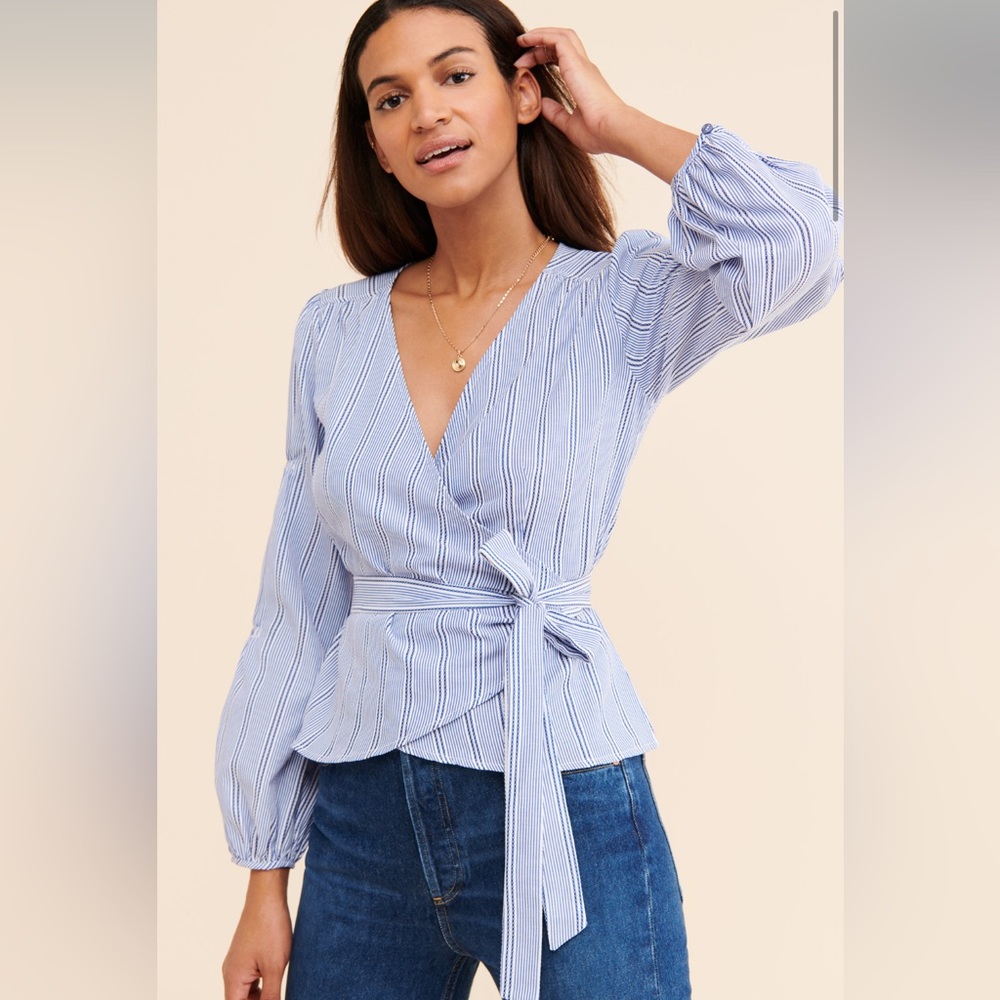 Anthropologie NuRode Wrap-Style Blouse with Long Sleeves